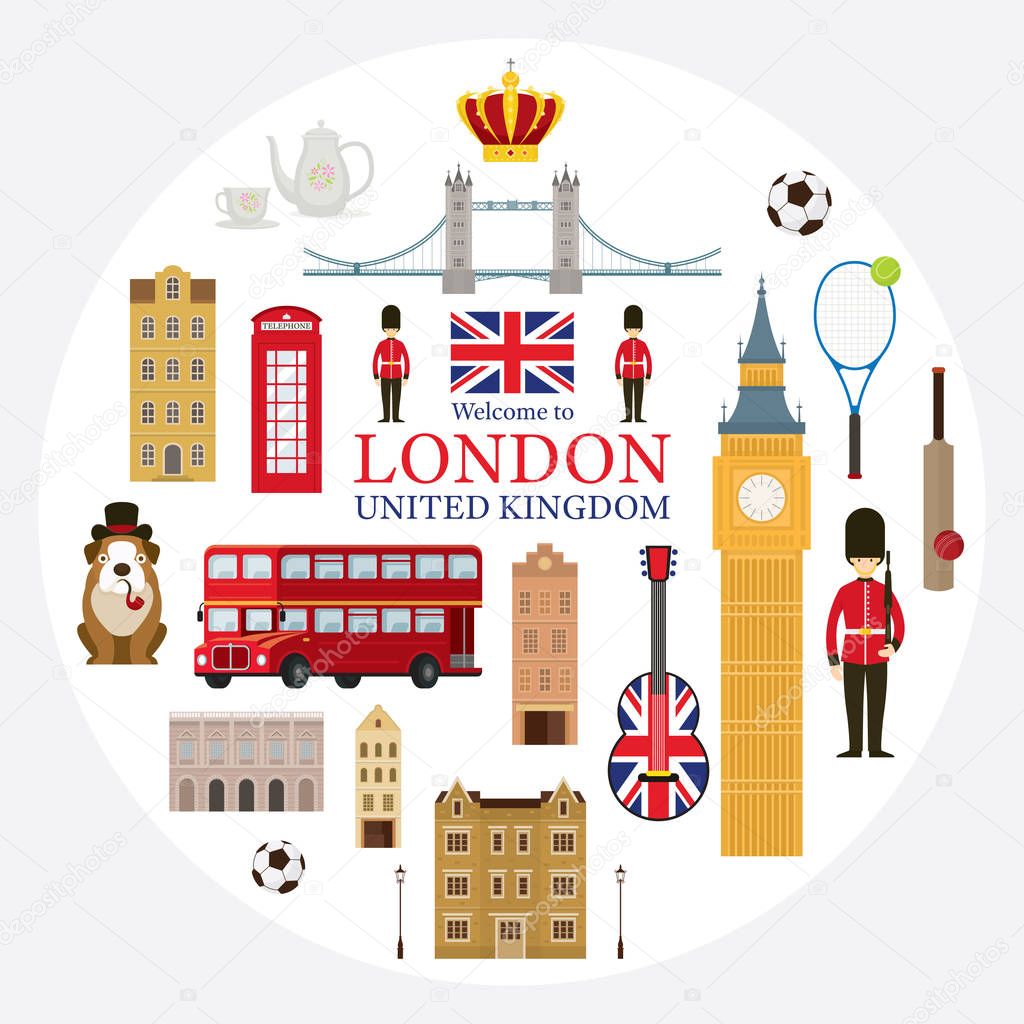 London, England and United Kingdom Tourist Attractions Label