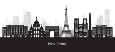 Paris, Fransa Simgesel Ufuk Çizgisi, Siyah Beyaz Renk