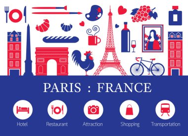 Konaklama Ic ile Paris, Fransa Yerler ve Seyahat Nesneleri