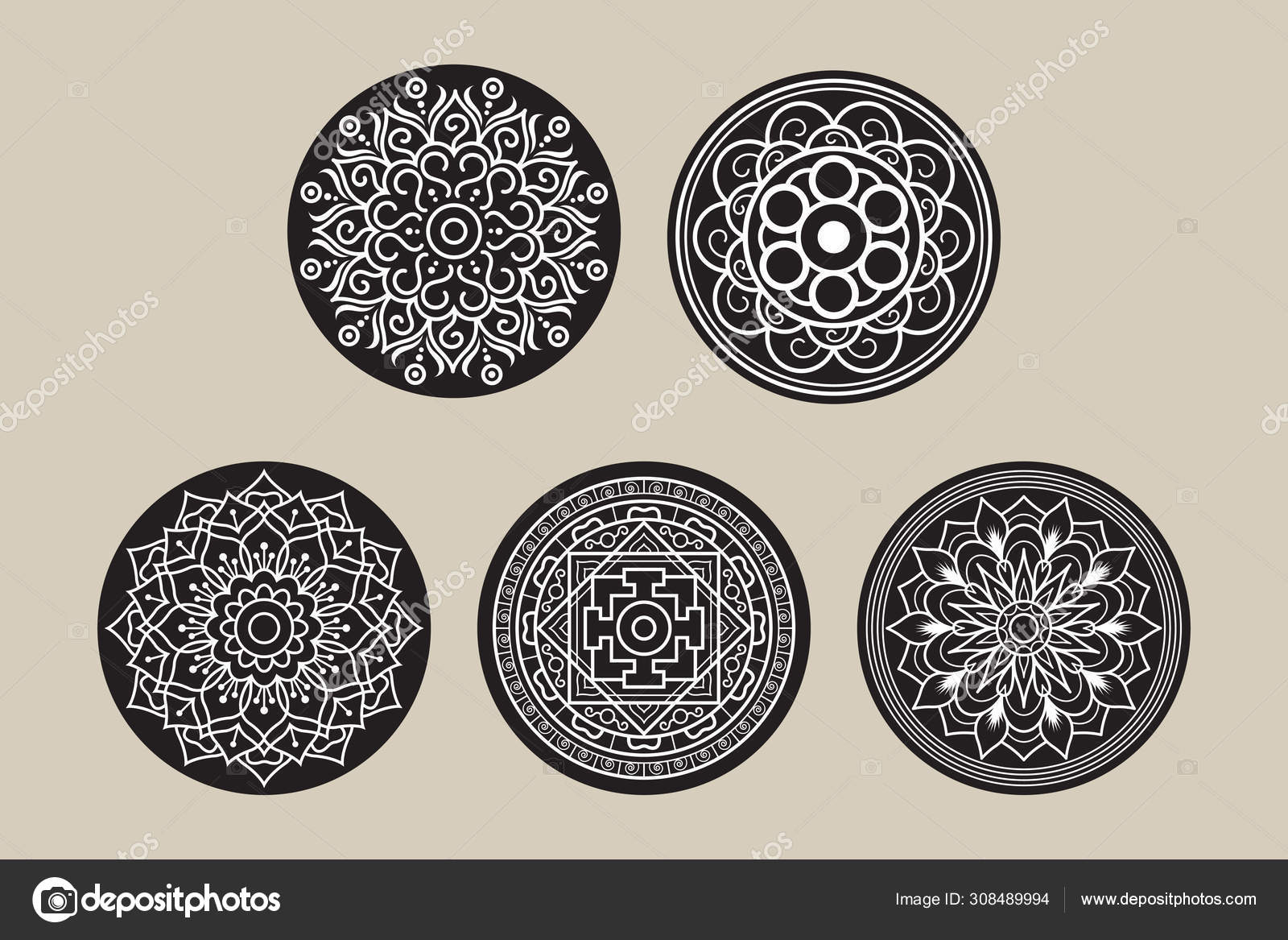 Asian Decoration Background Set Stock Vector by ©muchmania 308489994