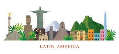 Latin Amerika Skyline Yerler Düz Stil