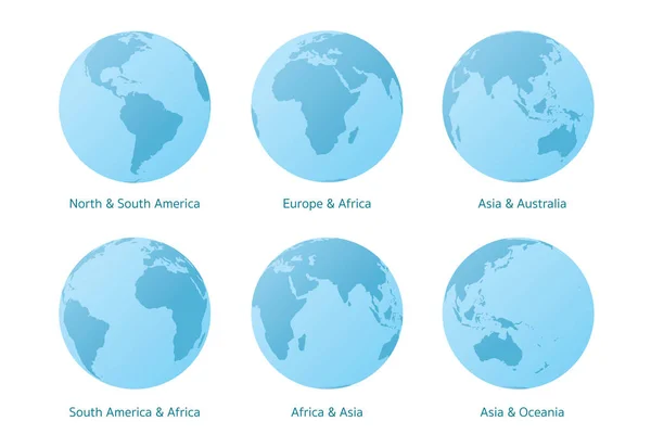 다른 대륙보기의 행성 지구 세트 — 스톡 벡터
