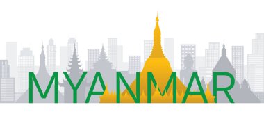 Metin ya da Sözcükle Myanmar Skyline Simgeleri