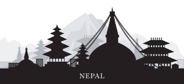 Nepal Skyline Yer İmleri Silueti Arkaplanı