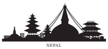 Nepal Skyline Yer İmleri Silueti Arkaplanı