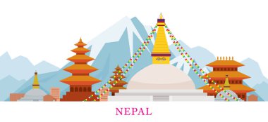 Düz Biçimli Nepal Skyline Simgeleri