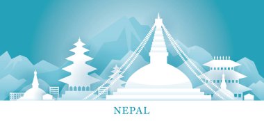 Kağıt Kesme Biçiminde Nepal Skyline Simgeleri