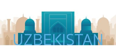 Metin veya Sözcükle Özbekistan Skyline Tarihi Simgeleri