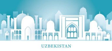Kağıt Kesme Biçiminde Özbekistan Skyline Tarihi Simgeleri
