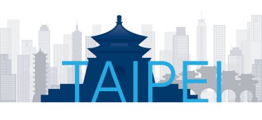 Taipei, Taiwan Skyline Landmarks with Text or Word clipart