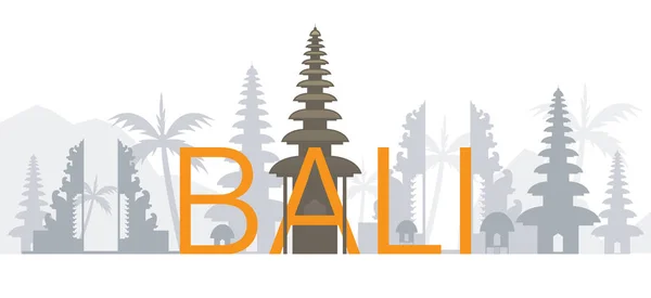 Bali, Indonézia Skyline Látványosságok szöveggel vagy Word — Stock Vector