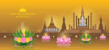 Loy Krathong Festivali, Sukhothai Tapınağı Gökyüzü Arkaplanı