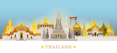 Bangkok, Thailand, Temple, Landmarks Skyline Background, Famous Place, Travel and Tourist Attraction clipart
