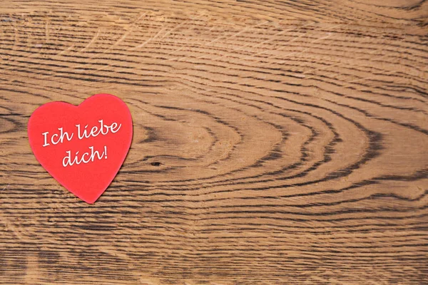 Red Heart Post Ich Liebe Dich Love You Message Wooden — Stock Photo, Image