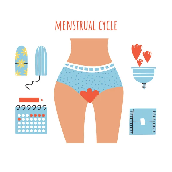 Vectorset van menstruele cyclusitems — Stockvector