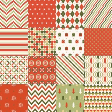 Noel sorunsuz retro geometrik desenler. Vektör set