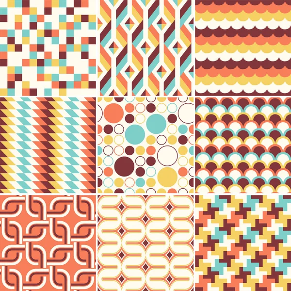 五颜六色的抽象复古时尚无缝几何坐垫图案 — 图库矢量图片