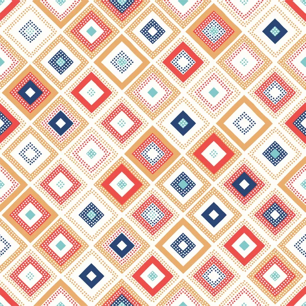 Impresión Patrón Cuadrado Rombo Geométrico Textura Punteada Creativa Sin Costuras — Archivo Imágenes Vectoriales