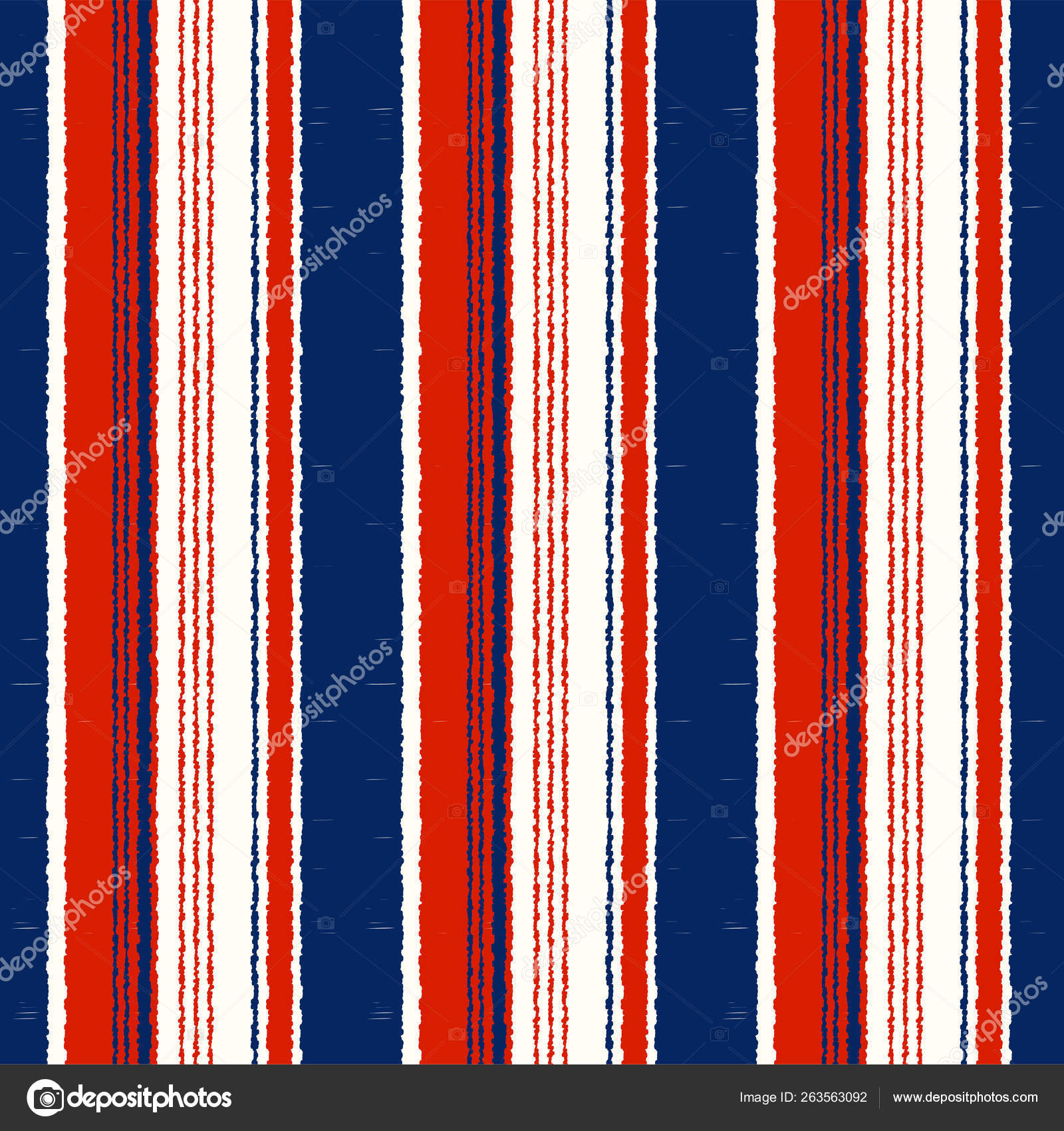 Navy Blue Red White Striped Seamless Pattern Vertical