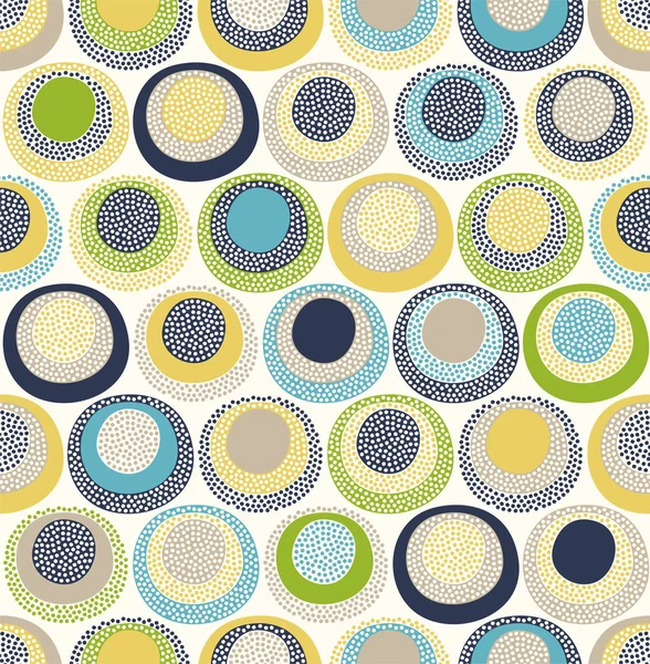 Naadloze Kinderachtig Abstract Kleurrijke Ronde Cirkel Stippen Patroon Witte Achtergrond — Stockvector