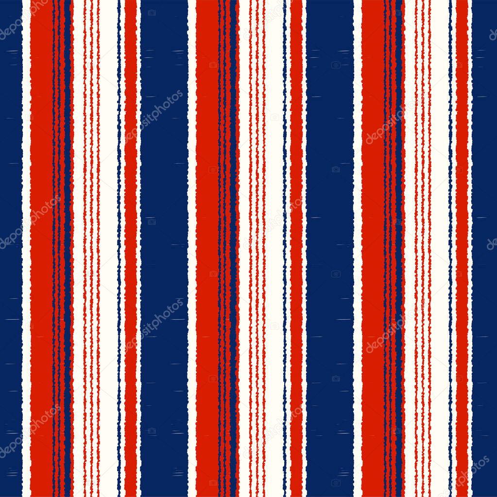 Navy Blue, Red, White Striped Seamless Pattern - Vertical stripes repeated fabric  background 