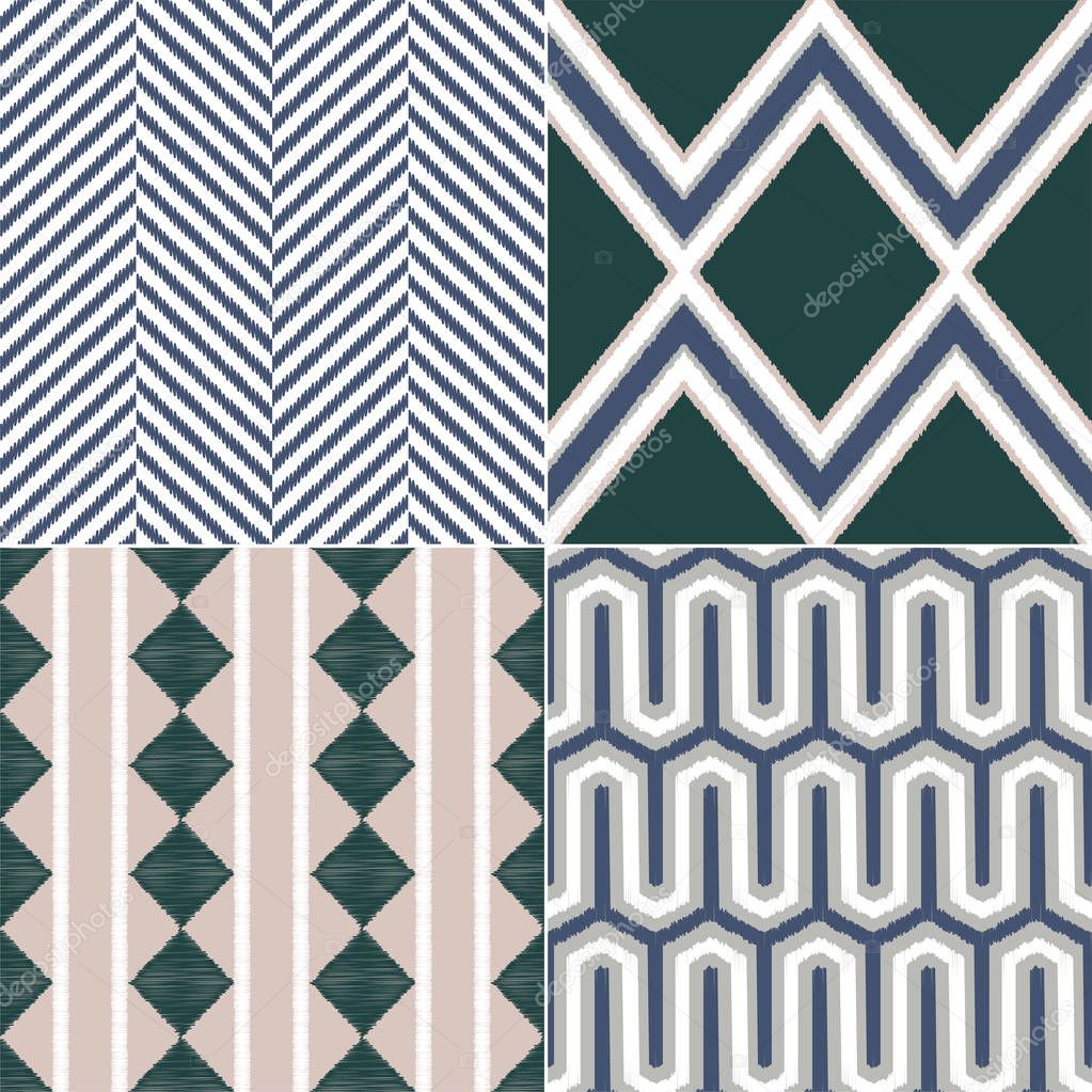 seamless ethnic tribal ikat stripes background vector repeated folk pattern design