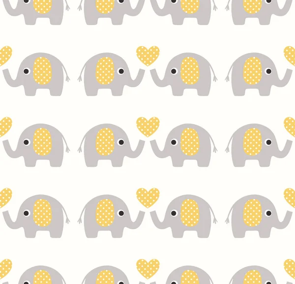 パステルカラーの象とかわいいシームレスなパターン キッズイラスト — ストックベクタ