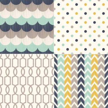 Kusursuz modern geometrik tekstil vektör arka planı. Yaz rengi paleti. Ev içi ve kumaş tasarımı için tekrarlanan desen 