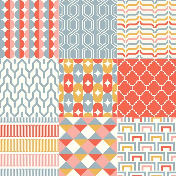 Conjunto Patrón Sin Costura Abstracto Retro Moderno Vector Repetido Fondo — Vector de stock