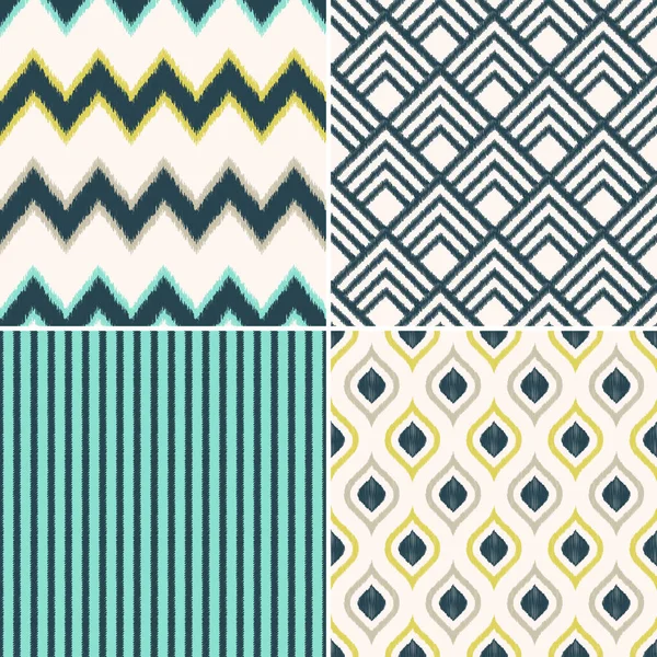 Vektorset Mit Modernen Nahtlosen Geometrischen Textilvektorhintergründen Den Farben Marine Grün — Stockvektor