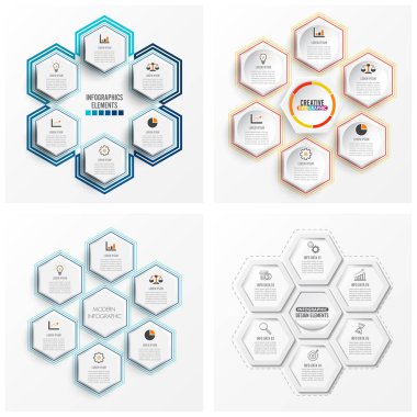 Vektör illüstrasyon bilgisi 6 seçenek. Broşür, iş, web tasarımı şablonu