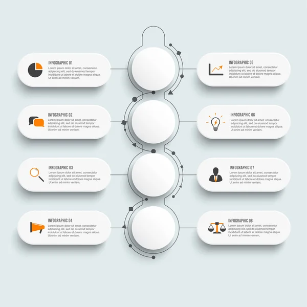 Modèle Infographie Avec Étiquette Papier Cercles Intégrés Concept Entreprise Avec — Image vectorielle