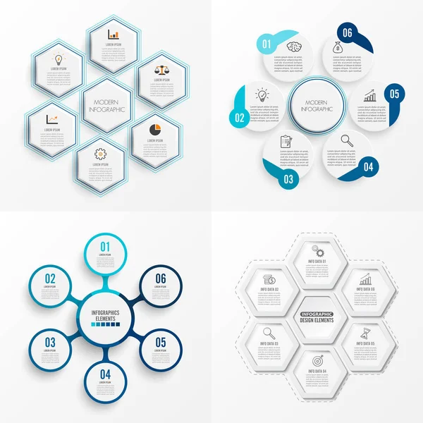 Définir Modèle Infographie Vectorielle Avec Étiquette Papier Cercles Intégrés Ensemble — Image vectorielle