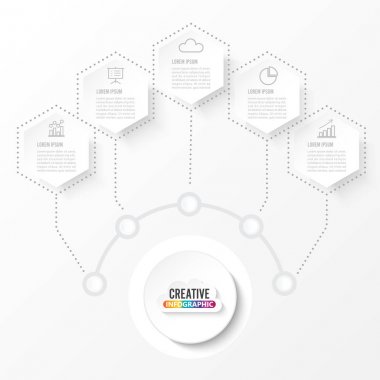 3D kağıt etiketi ile vektör İnfografik şablonu, entegre Circ