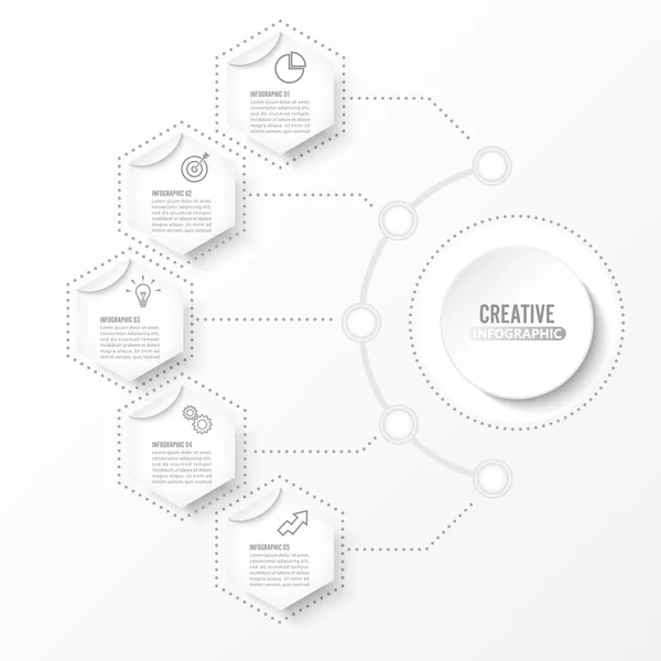 Modelo Infográfico Vetorial Com Etiqueta Papel Círculos Integrados Conceito Negócio —  Vetores de Stock