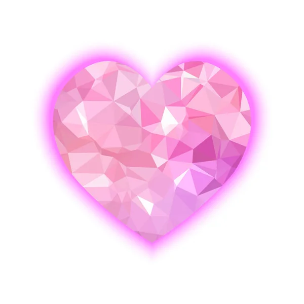 Coeur polygone rose isolé sur fond blanc . — Image vectorielle