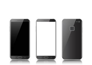Modern siyah dokunmatik ekranlı cep telefonu tablet akıllı telefon izole