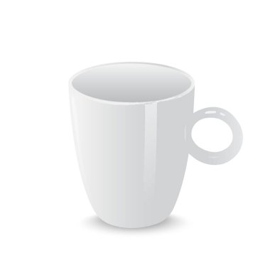 Gerçekçi beyaz fincan beyaz arka plan izole