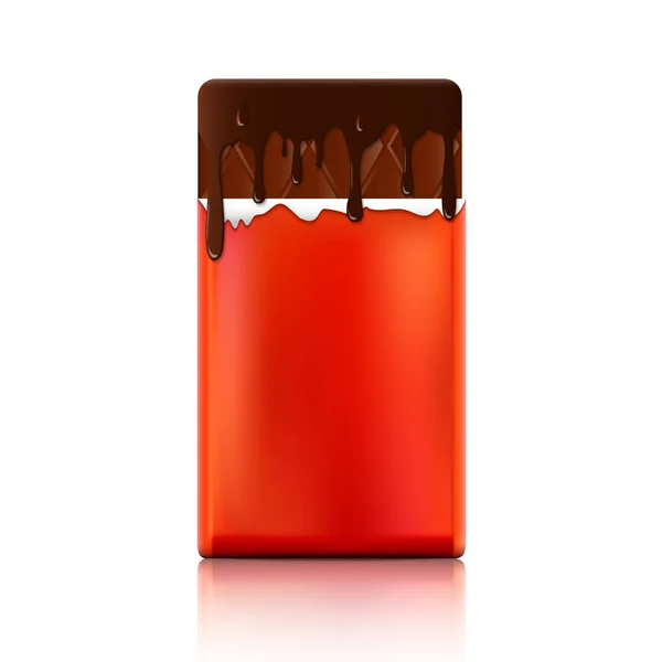 Schokoladentafel Verpackung Isolieren Auf Weißem Hintergrund — Stockvektor