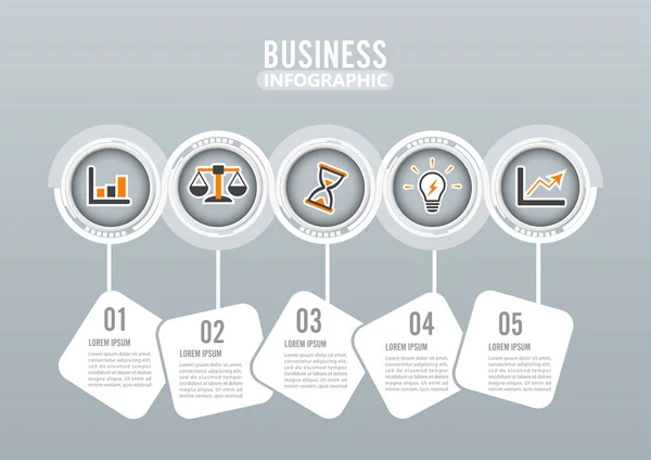 Fünf Schritte Infografik Design Vektor Und Marketing Symbole Können Für — Stockvektor