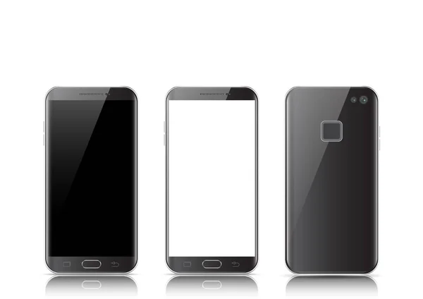Moderno teléfono móvil de pantalla táctil negro tableta teléfono inteligente aislado en — Vector de stock