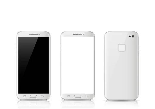 Tablet Ponsel Layar Sentuh Putih Modern Smartphone Diisolasi Pada Latar - Stok Vektor
