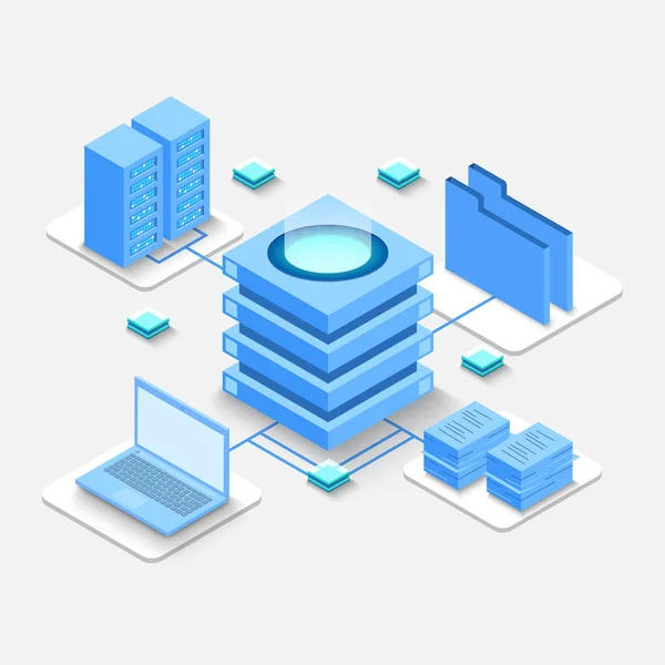 Cálculo Big Data Center Procesamiento Información Base Datos Enrutamiento Tráfico — Archivo Imágenes Vectoriales