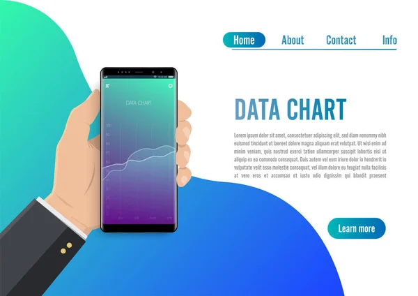 折れ線グラフとグラフを用いたスマートフォンの市場動向分析. — ストックベクタ