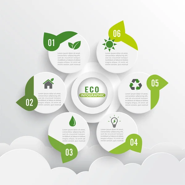 Moderne Grüne Ökologie Design Layout Infografiken Optionen Vorlage Für Broschüre — Stockvektor