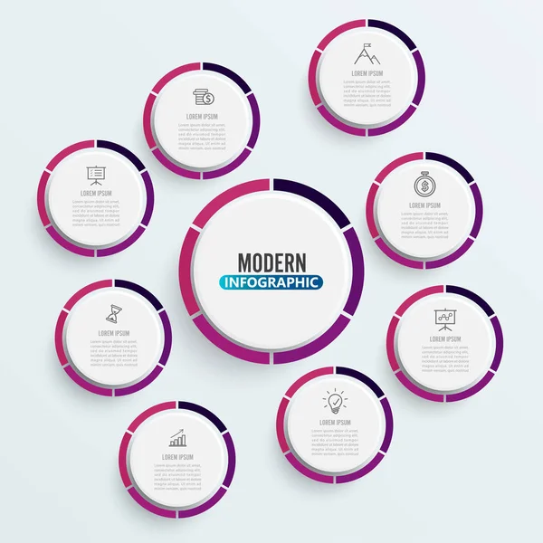 Διανυσματικό Infographic Πρότυπο Χάρτινη Ετικέτα Κύκλους Επιχειρηματική Ιδέα Επιλογές Για — Διανυσματικό Αρχείο