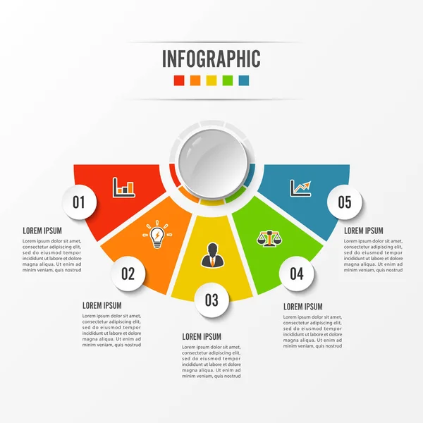 Plantilla Infografía Circular Cinco Opciones Proceso Paso Para Presentación Empresarial — Archivo Imágenes Vectoriales