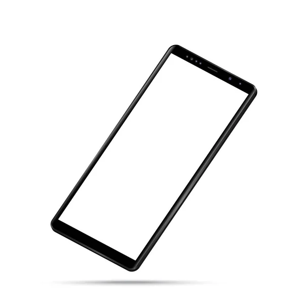 Smartphone Negro Perspectiva Realista Moderna Smartphone Con Borde Lado Estilo — Vector de stock