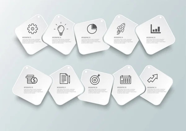 Διανυσματικό Infographic Template Χάρτινη Ετικέτα Ολοκληρωμένους Κύκλους Επιχειρηματική Ιδέα Επιλογές — Διανυσματικό Αρχείο