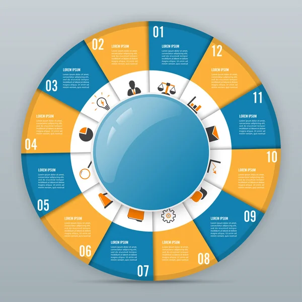 Circle Chart Infographic Template Options Presentation Advertising Layouts Annual Report — 스톡 벡터